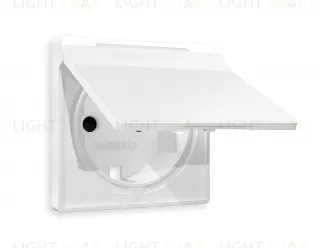 Лицевая панель ALFA (Белый матовый) для электрической розетки с заземлением со шторками и защитной крышкой IP44 QUANT AP1280 AP1280