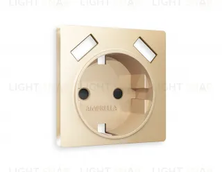 Лицевая панель ALFA (Шампань) для электрической розетки с заземлением со шторками 2USB тип A+A QUANT AP6090 AP6090