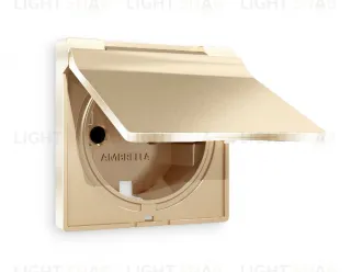 Лицевая панель ALFA (Шампань) для электрической розетки с заземлением со шторками и защитной крышкой IP44 QUANT AP6080 AP6080