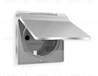 Лицевая панель ALFA (Серебро глянец) для электрической розетки с заземлением со шторками и защитной крышкой IP44 QUANT AP4080 AP4080