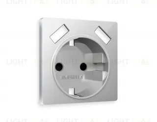 Лицевая панель ALFA (Серебро глянец) для электрической розетки с заземлением со шторками 2USB тип A+A QUANT AP4090 AP4090