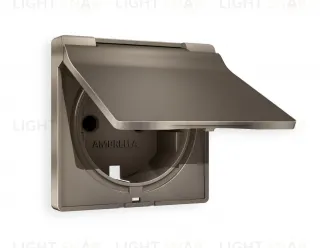 Лицевая панель ALFA (Темная бронза матовый) для электрической розетки с заземлением со шторками и защитной крышкой IP44 QUANT AP6380 AP6380