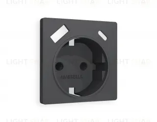 Лицевая панель ALFA (Графит Мягкое касание) для электрической розетки с заземлением со шторками 2USB тип A+C QUANT AP9100 AP9100