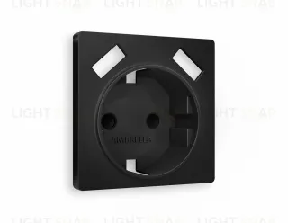 Лицевая панель ALFA (Черный матовый) для электрической розетки с заземлением со шторками 2USB тип A+A QUANT AP8090 AP8090