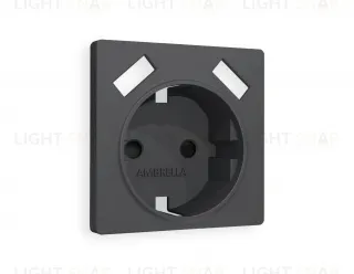 Лицевая панель ALFA (Графит Мягкое касание) для электрической розетки с заземлением со шторками 2USB тип A+A QUANT AP9090 AP9090