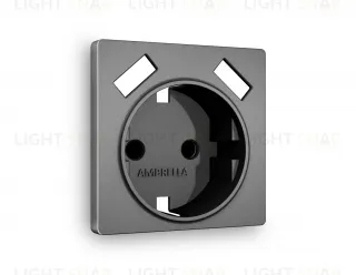 Лицевая панель ALFA (Антрацит серый) для электрической розетки с заземлением со шторками 2USB тип A+A QUANT AP6590 AP6590