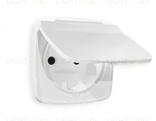 Лицевая панель OMEGA (Белый матовый) для электрической розетки с заземлением со шторками и защитной крышкой IP44 QUANT OP1280 OP1280