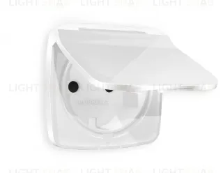 Лицевая панель OMEGA (Белый глянец) для электрической розетки с заземлением со шторками и защитной крышкой IP44 QUANT OP1080 OP1080