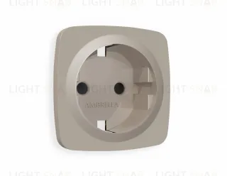 Лицевая панель OMEGA (Серо-бежевый матовый) для электрической розетки с заземлением со шторками QUANT OP3670 OP3670