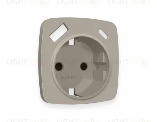 Лицевая панель OMEGA (Серо-бежевый матовый) для электрической розетки с заземлением со шторками 2USB тип A+C QUANT OP3700 OP3700