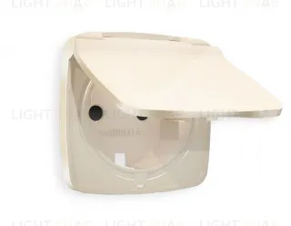 Лицевая панель OMEGA (Бежевый глянец) для электрической розетки с заземлением со шторками и защитной крышкой IP44 QUANT OP3080 OP3080