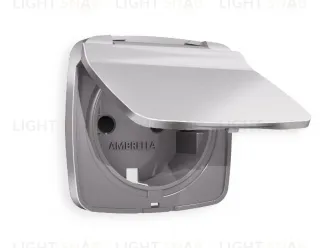 Лицевая панель OMEGA (Сталь матовый) для электрической розетки с заземлением со шторками и защитной крышкой IP44 QUANT OP5080 OP5080