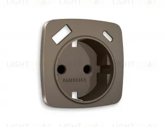 Лицевая панель OMEGA (Темная бронза матовый) для электрической розетки с заземлением со шторками 2USB тип A+C QUANT OP6400 OP6400