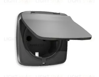 Лицевая панель OMEGA (Антрацит серый) для электрической розетки с заземлением со шторками и защитной крышкой IP44 QUANT OP6580 OP6580