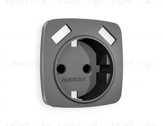 Лицевая панель OMEGA (Антрацит серый) для электрической розетки с заземлением со шторками 2USB тип A+A QUANT OP6590 OP6590