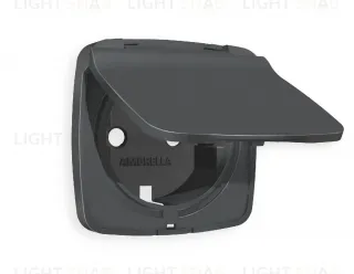 Лицевая панель OMEGA (Графит Мягкое касание) для электрической розетки с заземлением со шторками и защитной крышкой IP44 QUANT OP9080 OP9080