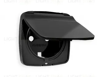 Лицевая панель OMEGA (Черный матовый) для электрической розетки с заземлением со шторками и защитной крышкой IP44 QUANT OP8080 OP8080