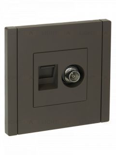 Розетка двойная TV+RJ45 кат.6E IEK Forte&Piano серый FP-AK20-2-K03 FP-AK20-2-K03