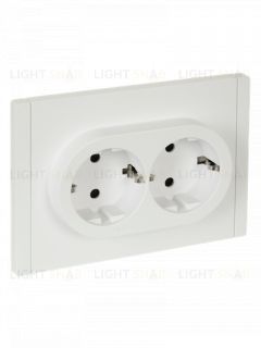Розетка 2-местная с заземлением с защитными шторками 16А в сборе безвинтовое крепление IEK Forte&Piano белый FP-R24-16-1-K01 FP-R24-16-1-K01