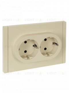 Розетка 2-местная с заземлением с защитными шторками 16А в сборе безвинтовое крепление IEK Forte&Piano ваниль FP-R24-16-1-K10 FP-R24-16-1-K10