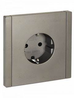 Розетка с заземлением с защитными шторками 16А IEK Forte&Piano нержавеющая сталь FP-R14-16-K46 FP-R14-16-K46