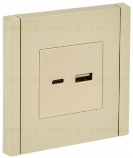 Розетка USB двойная A+C 18Вт IEK Forte&Piano ваниль FP-U22-018-K10 FP-U22-018-K10