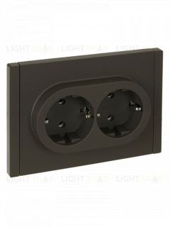 Розетка 2-местная с заземлением без защитных шторок 16А в сборе безвинтовое крепление IEK Forte&Piano серый FP-R21-16-1-K03 FP-R21-16-1-K03