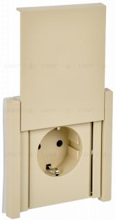 Розетка 1-местная с заземлением с защитными шторками и крышкой 16А IP44 IEK Forte&Piano ваниль FP-R16-16-44-K10 FP-R16-16-44-K10