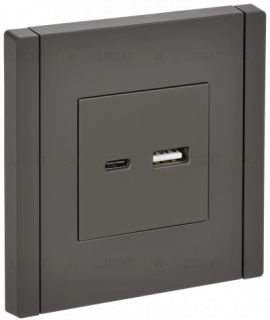 Розетка USB двойная A+C 3,1А IEK Forte&Piano серый FP-U22-D31-K03 FP-U22-D31-K03