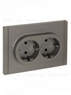 Розетка 2-местная с заземлением с защитными шторками 16А в сборе безвинтовое крепление IEK Forte&Piano нержавеющая сталь FP-R24-16-1-K46 FP-R24-16-1-K46