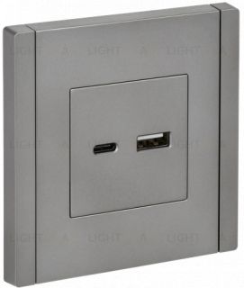 Розетка USB двойная A+C 18Вт IEK Forte&Piano нержавеющая сталь FP-U22-018-K46 FP-U22-018-K46