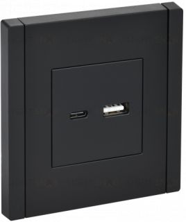 Розетка USB двойная A+C 3,1А IEK Forte&Piano черный FP-U22-D31-K02 FP-U22-D31-K02