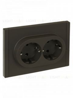 Розетка 2-местная с заземлением с защитными шторками 16А в сборе безвинтовое крепление IEK Forte&Piano серый FP-R24-16-1-K03 FP-R24-16-1-K03