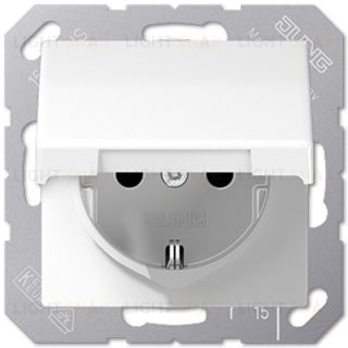 Розетка с заземлением с откидной крышкой и мембраной IP44 Jung 16А/250В, белый матовый 551wu+EP1420KLWWM 551wu + EP1420KLWWM
