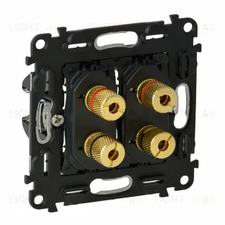 Valena IN'MATIC. Механизм двойной аудиорозетки с винтовыми зажимами ”банан” . 753077 753077