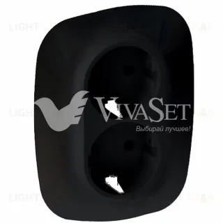 Valena ALLURE.Лицевая панель для двойной силовой розетки 2х2К+З.Антрацит 754958 754958