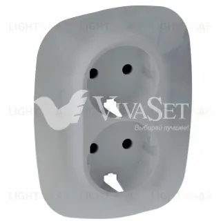 Valena ALLURE.Лицевая панель для двойной силовой розетки 2х2К+З.Алюминий 754957 754957