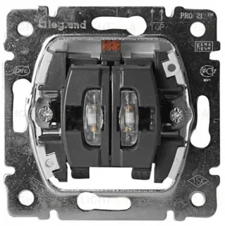 Legrand PRO 21 Мех Выключатель 2-х клавишный с подсветкой 775825 775825