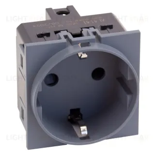 Meiton Розетка 220V с/з со шторками безвинтовой зажим 16A (Грифель матовый) AL4141A AL4141A
