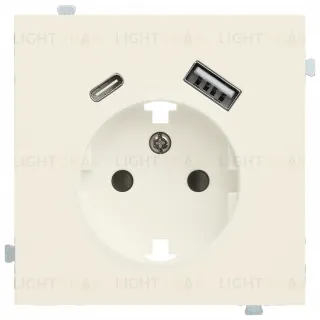 Rikett Лицевая панель для розетки 2к+з с USB A+C кремовый матовый 35637 MC 35637 MC