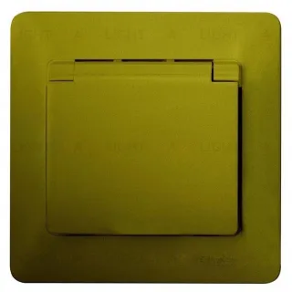 Розетка с рамкой с заземлением со шторками и откидной крышкой Schneider Electric Glossa, IP20 винтовые зажимы 16А/250В, фисташковый GSL001046 GSL001046