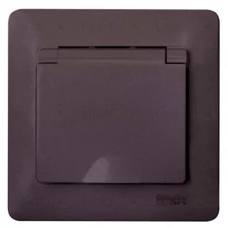 Розетка с рамкой с заземлением со шторками и откидной крышкой Schneider Electric Glossa, IP20 винтовые зажимы 16А/250В, сиреневый туман GSL001446 GSL001446