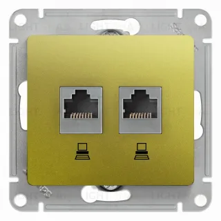 Розетка двойная компьютерная и телефонная Schneider Electric Glossa, фисташковый GSL001085 GSL001085