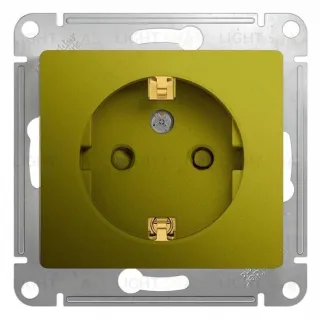 Розетка с заземлением со шторками Schneider Electric Glossa, винтовые зажимы, 16А/250В, фисташковый GSL001045 GSL001045