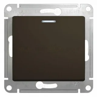 Переключатель одноклавишный с подсветкой Schneider Electric Glossa (вкл/выкл из 2-мест), шоколад GSL000863 GSL000863