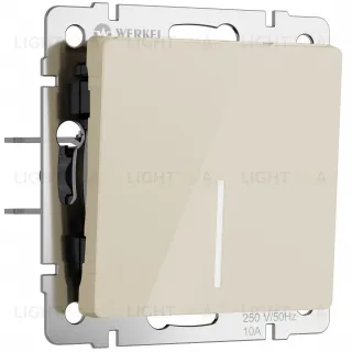 Выключатель одноклавишный с подсветкой Werkel 10A/250В айвори акрил a064053 a064053