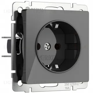 Розетка с заземлением Werkel 16A/250В, винтовой зажим, графит акрил a064090 a064090
