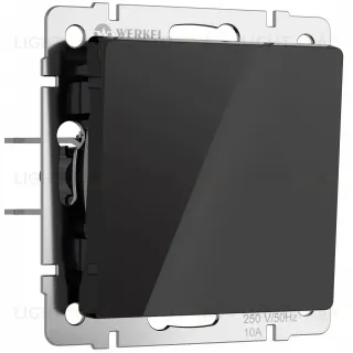 Выключатель одноклавишный проходной Werkel 10A/250В (из 2-х мест), черный акрил a064035 a064035