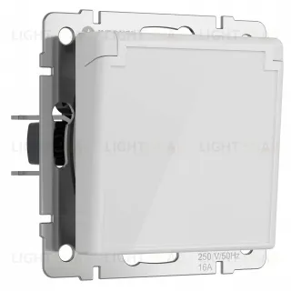 Розетка влагозащищенная с заземлением с защитной крышкой и шторками Werkel 16A/250В, винтовой зажим, белый акрил a064013 a064013