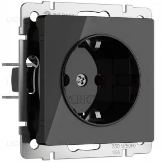 Розетка с заземлением Werkel 16A/250В, винтовой зажим, черный акрил a064041 a064041